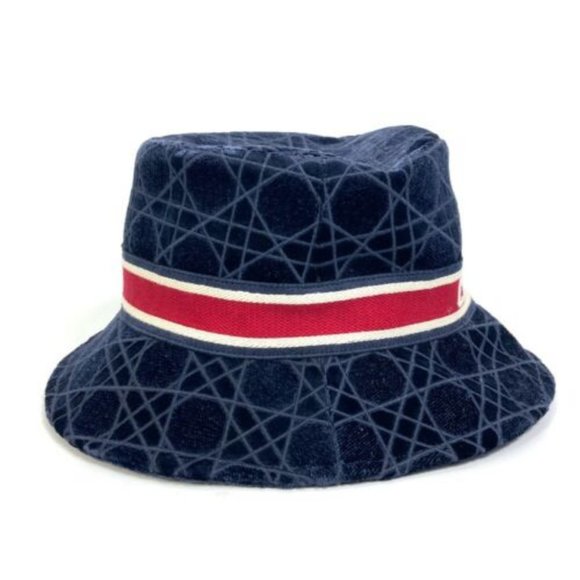 Dior 15CAN923X134 21AW Velor Cannage logo bob Hat bucket hat Navy/Red - Picture 6 of 11